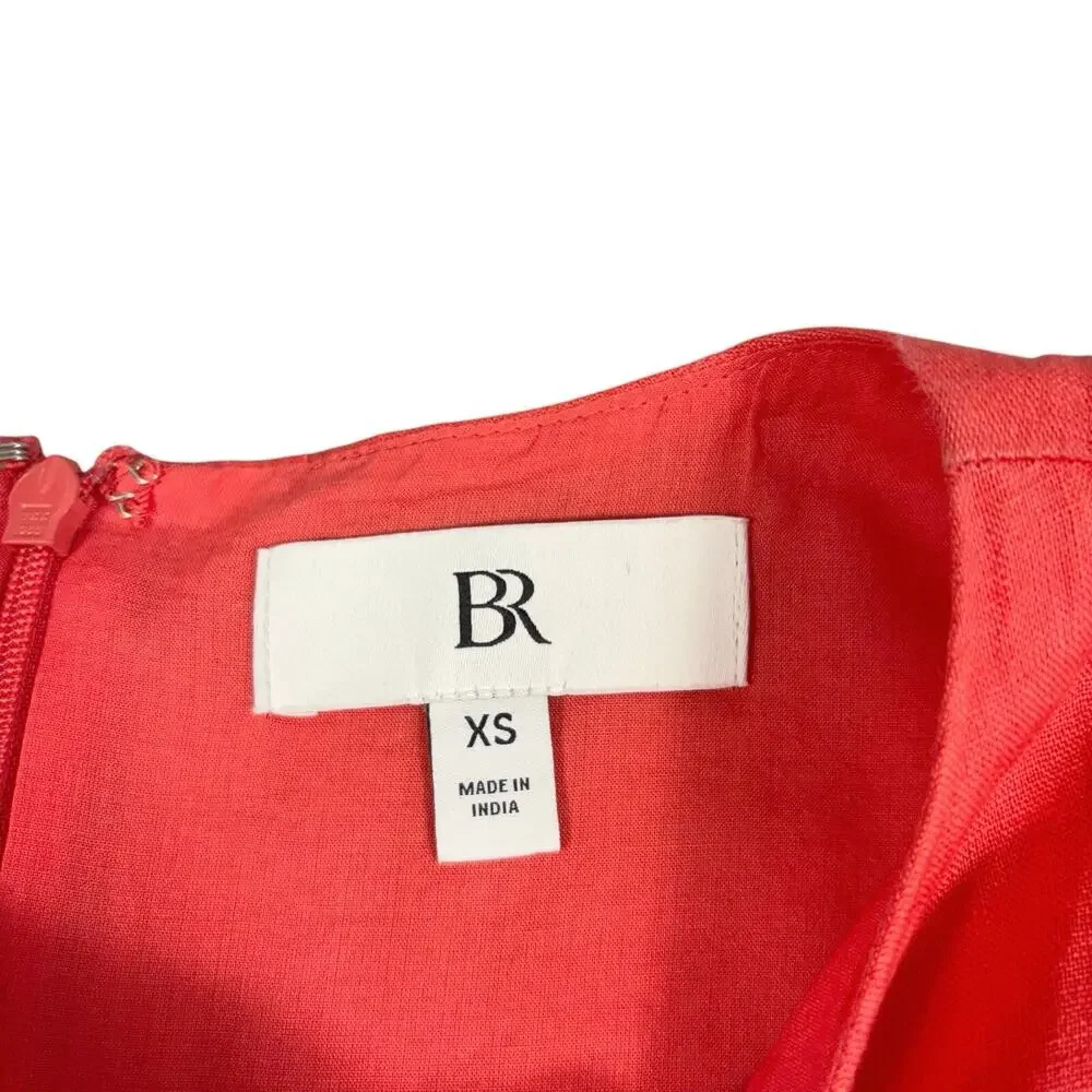 Banana Republic 100% Linen Romper XS Coral Sunset Red Sleeveless Summer Coastal